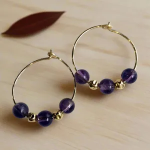 Amethyst Goldfilled Hoops - Purplicious.