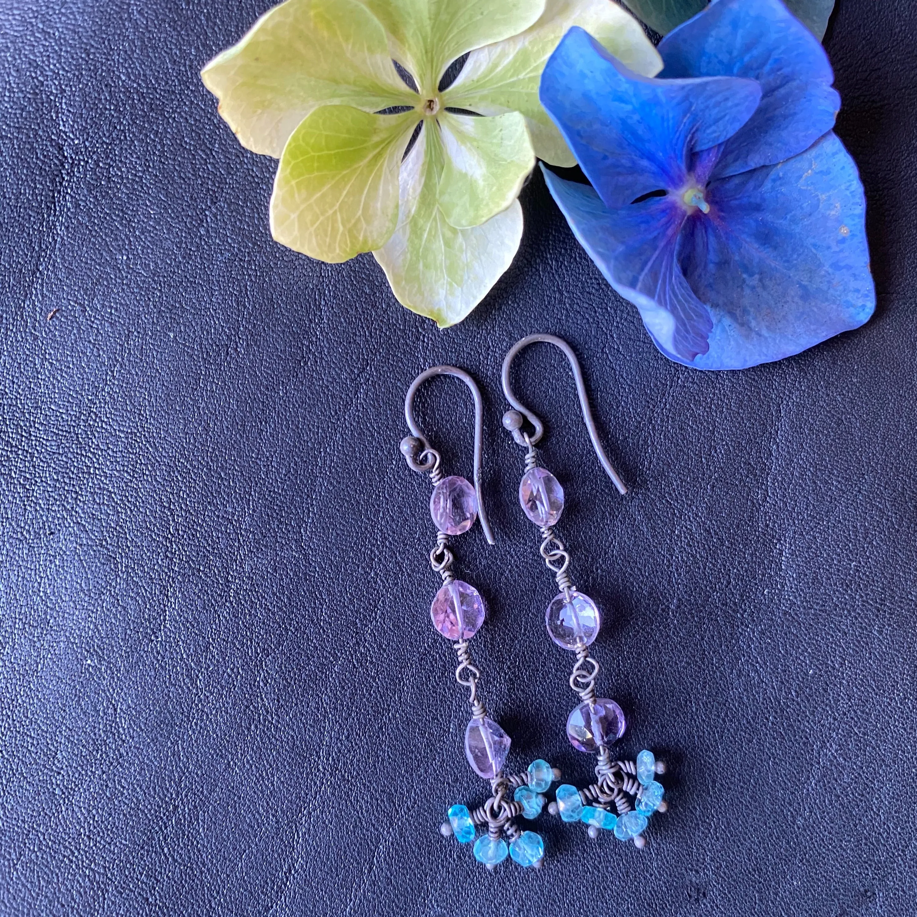 Amethyst with Apatite Earrings