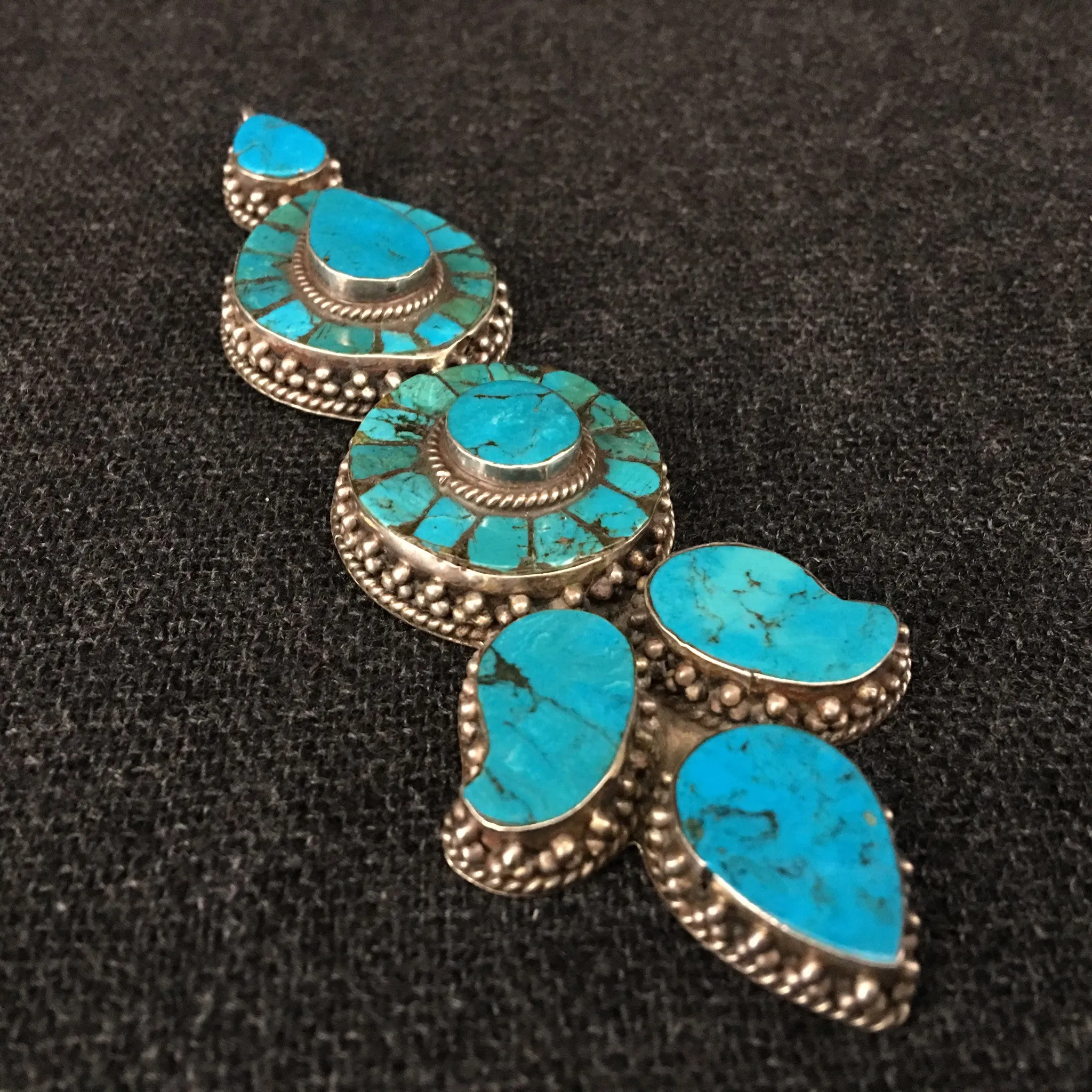 Antique Tibetan Turquoise Earring Pendant
