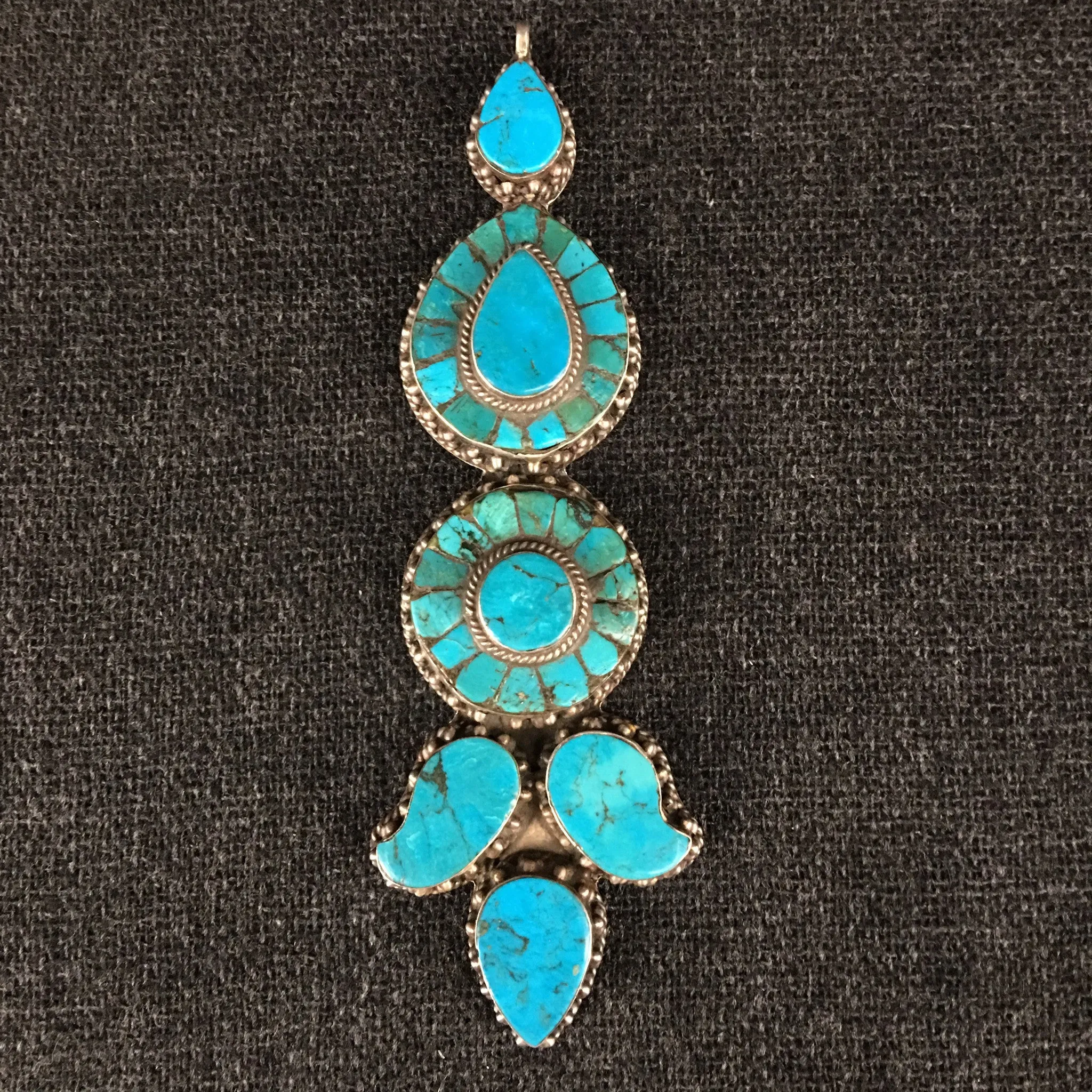 Antique Tibetan Turquoise Earring Pendant