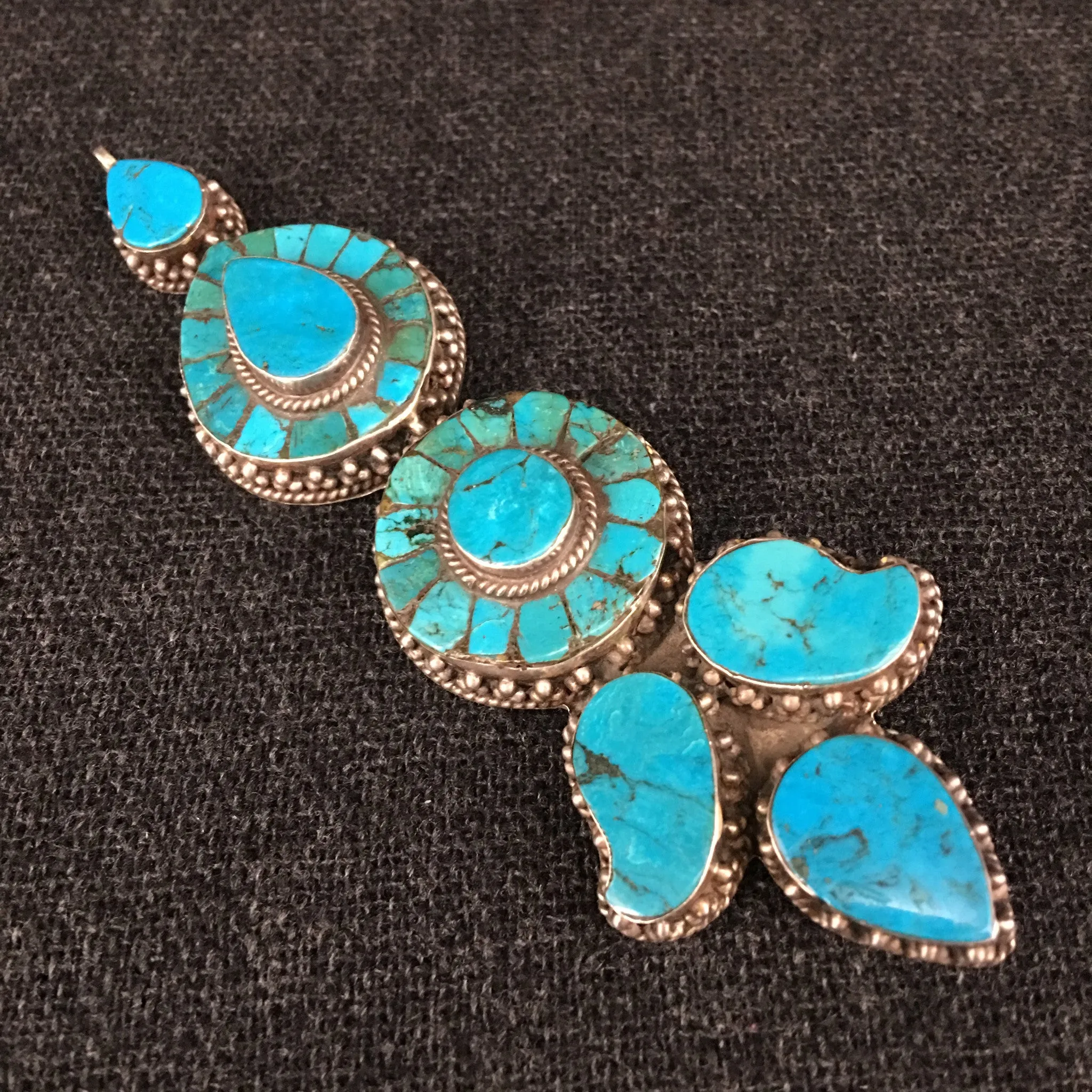 Antique Tibetan Turquoise Earring Pendant