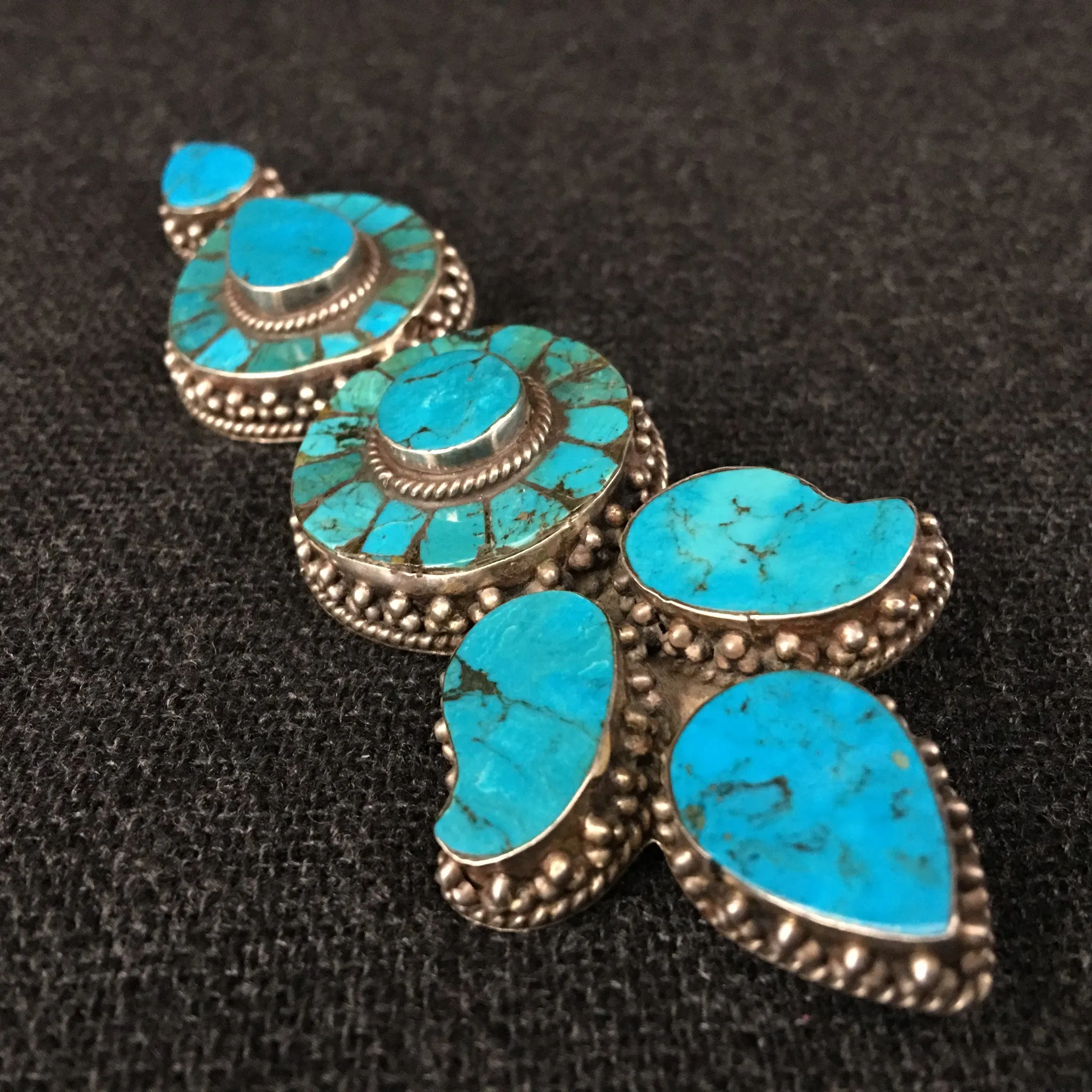 Antique Tibetan Turquoise Earring Pendant