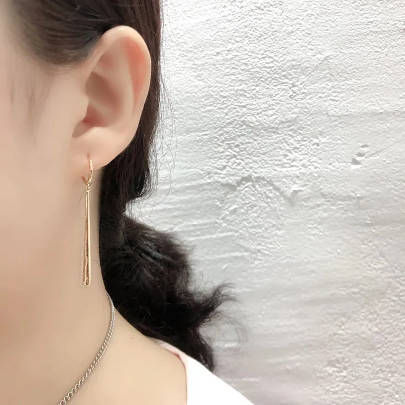 ANYCO Earrings Sterling Silver Minimalist Long Water Drop Fringe  Rock Bohemian For Women Girl Fashion Stylish Rock Punk Accessories Jewelry Gifts