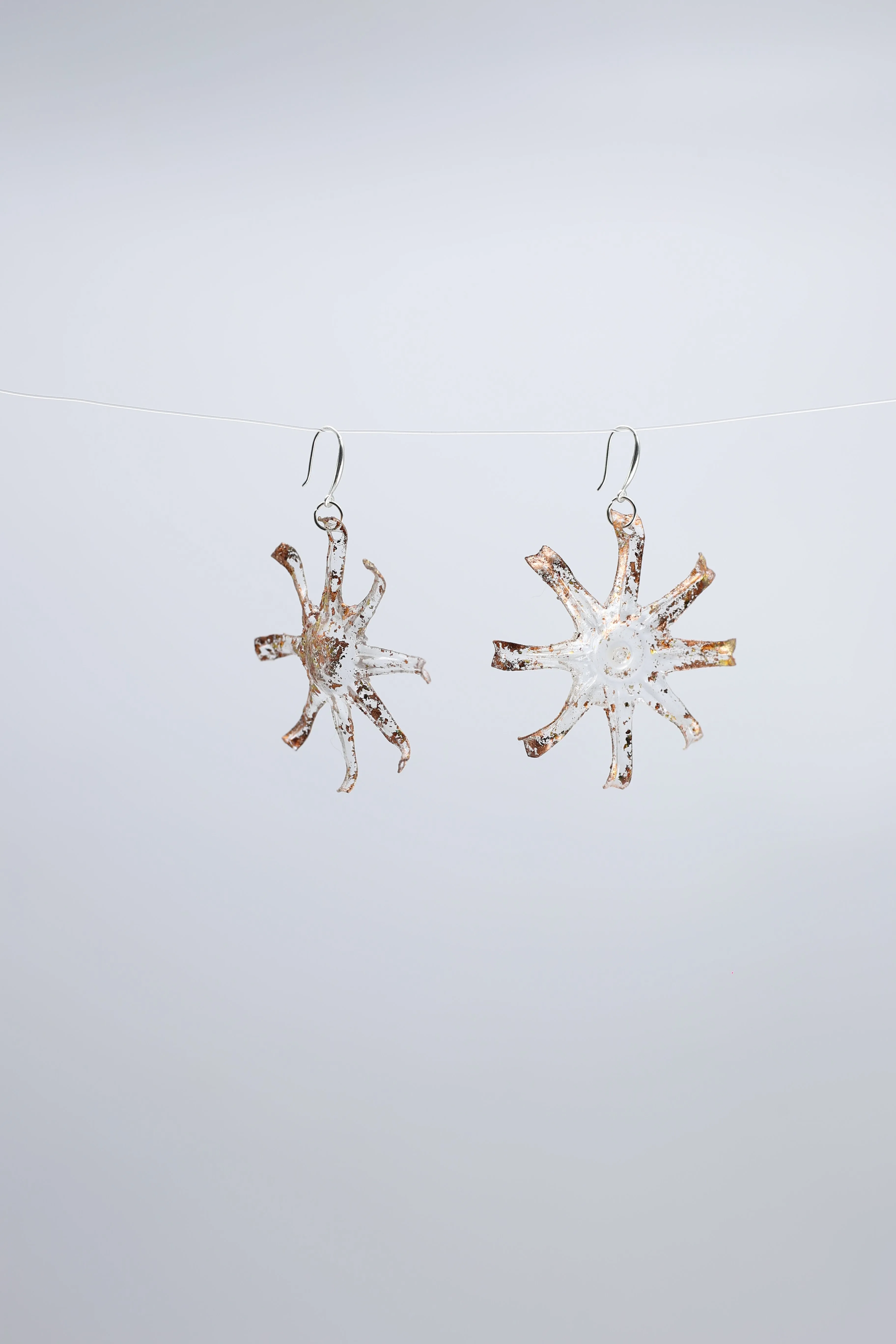 Aqua Starfish earring  - Hand gilded