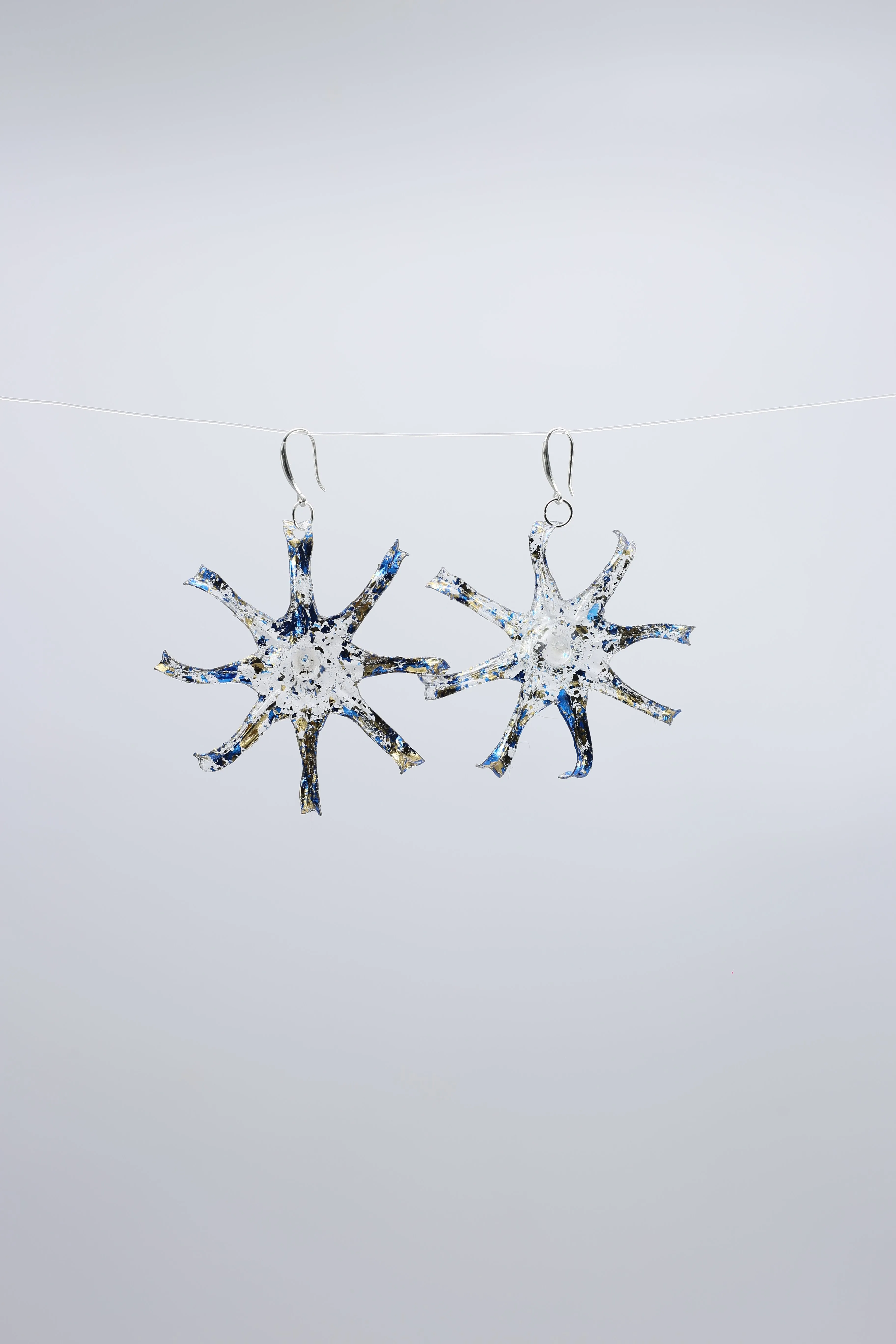Aqua Starfish earring  - Hand gilded