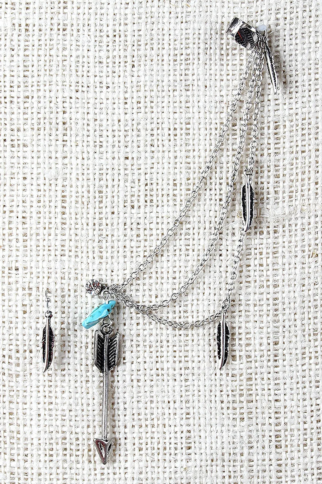 Arrow And Fletching Chained Cuff Earrings