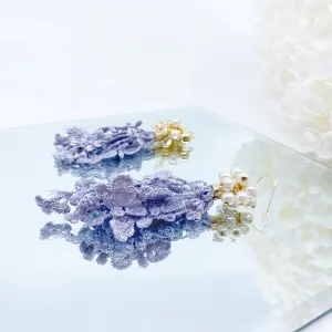 Asymmetrical Indigo Lace Earrings