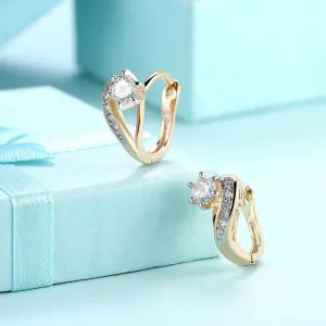 Austrian Crystal Heart Earrings in 18K Gold Plating - Hypoallergenic & Comfort Fit
