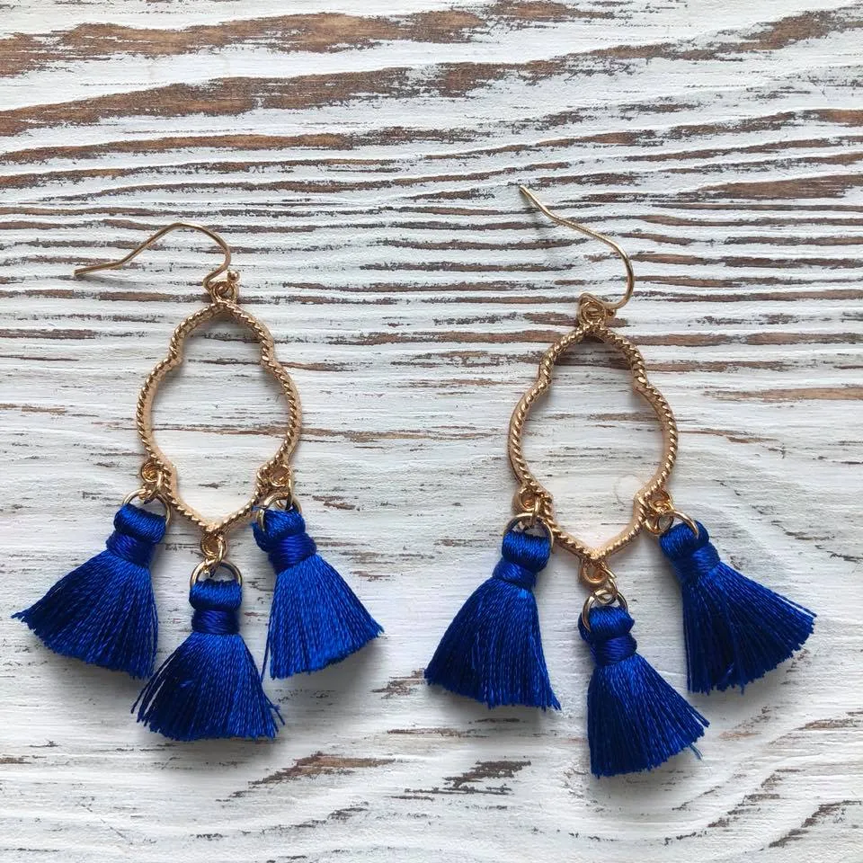 Ava Gold Tassel Drop Hoop Earrings