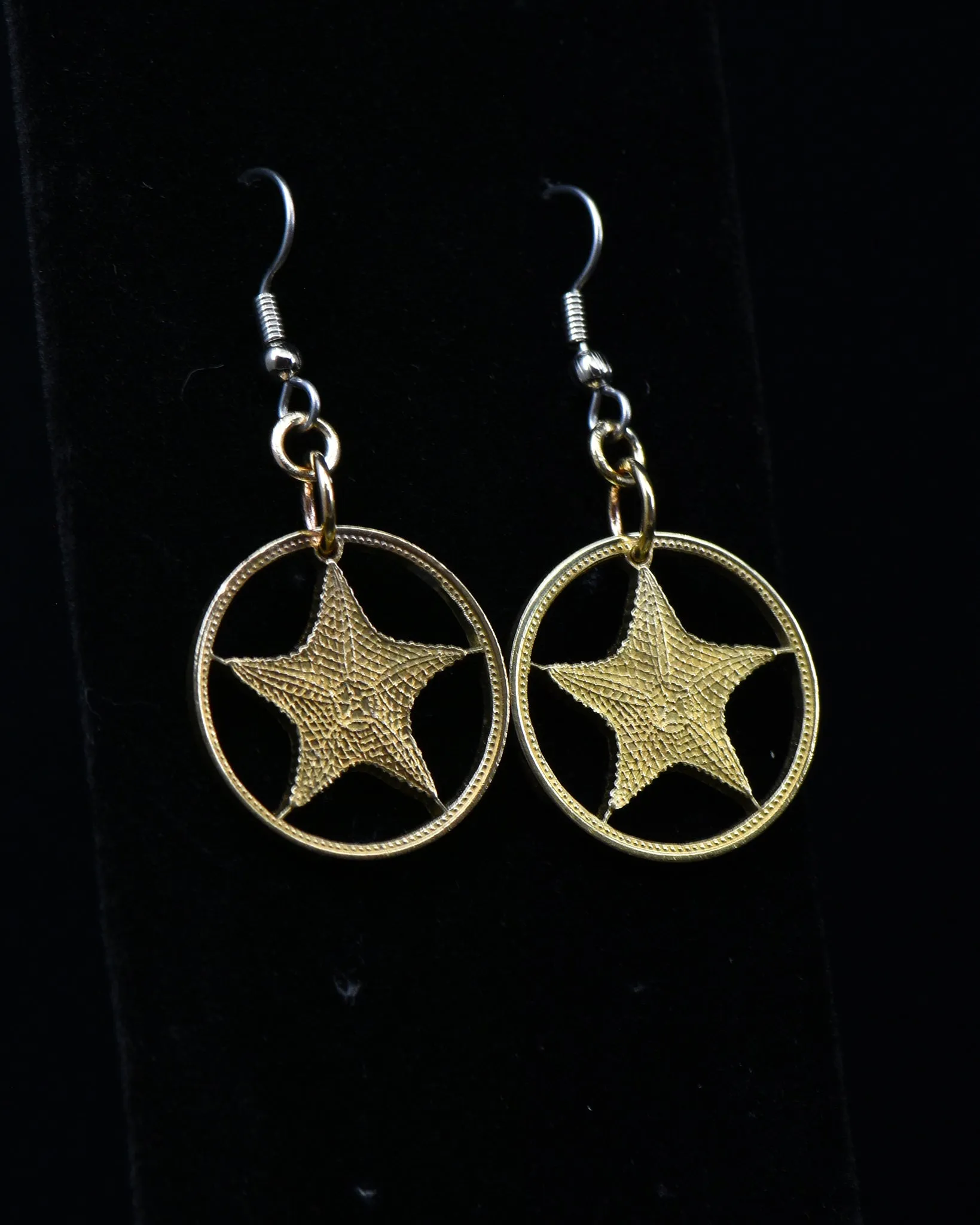 Bahamas - Cut Coin Earrings with Starfish