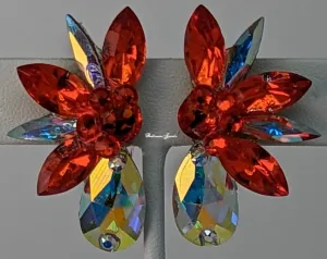 Ballroom Crystal Pear spray earring in Hyacinth orange