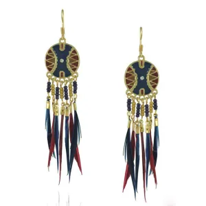Baroque Feather Contrast Tassel Earrings