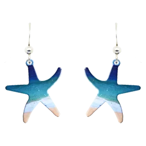 Beach Starfish Earrings, Sterling Silver Earwires, Item# 1573