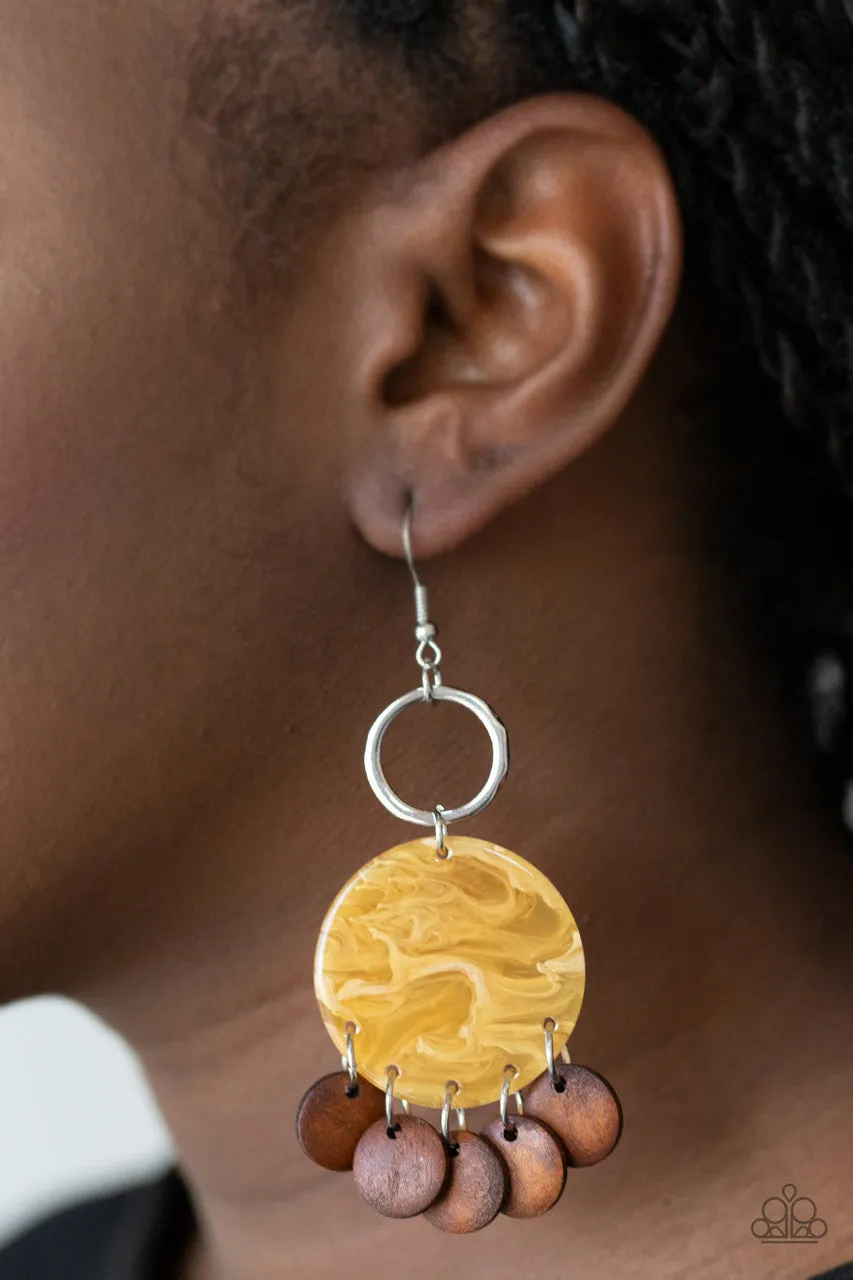 Beach Waves Yellow Paparazzi Earrings