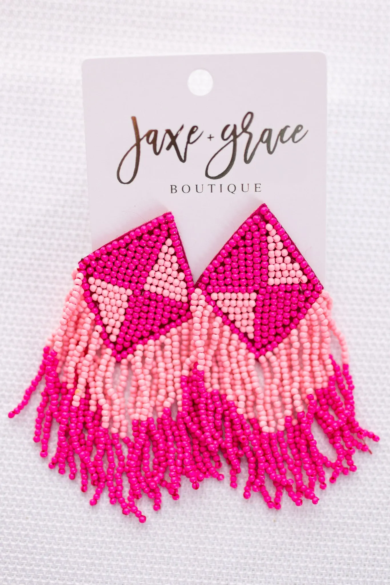 Bead Triangle Pattern Tassel Earrings, VARIOUS