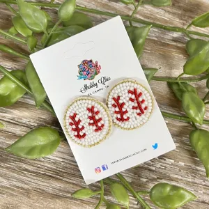Beaded Baseball Stud Earrings