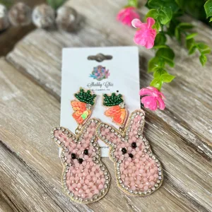 Beaded Bunny with Carrot Earrings