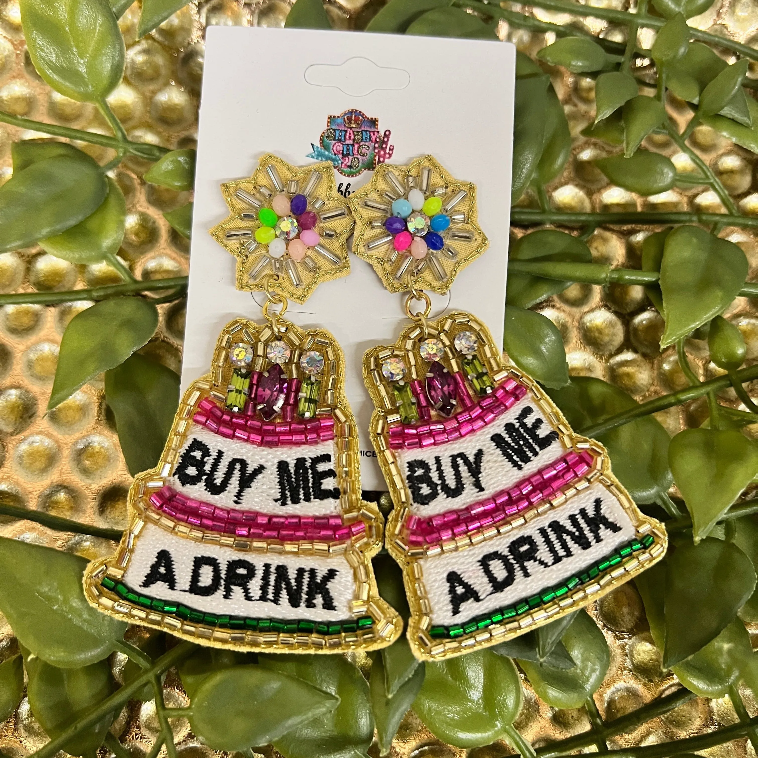Beaded Buy Me A Drink Earrings