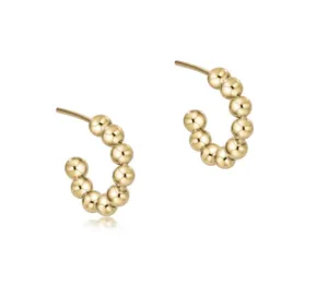 Beaded Classic 1" Post Hoop Earrings - 4mm Gold