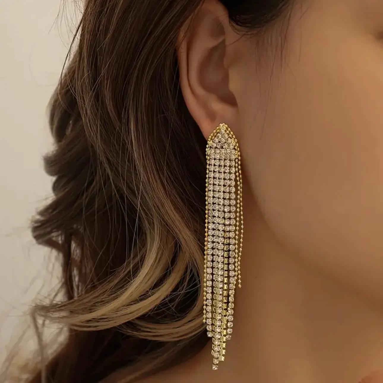 Beaded Gold Tassel  Earrings