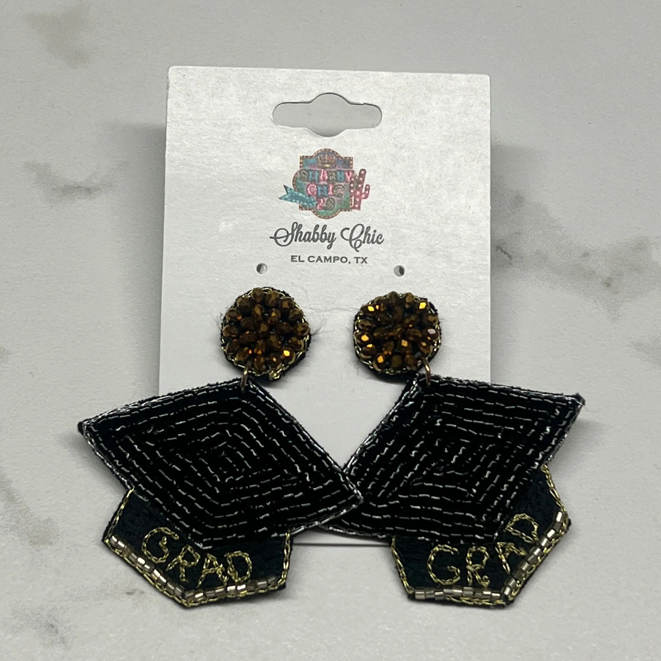 Beaded Grad Cap Earrings