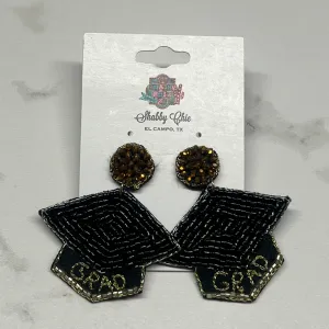 Beaded Grad Cap Earrings