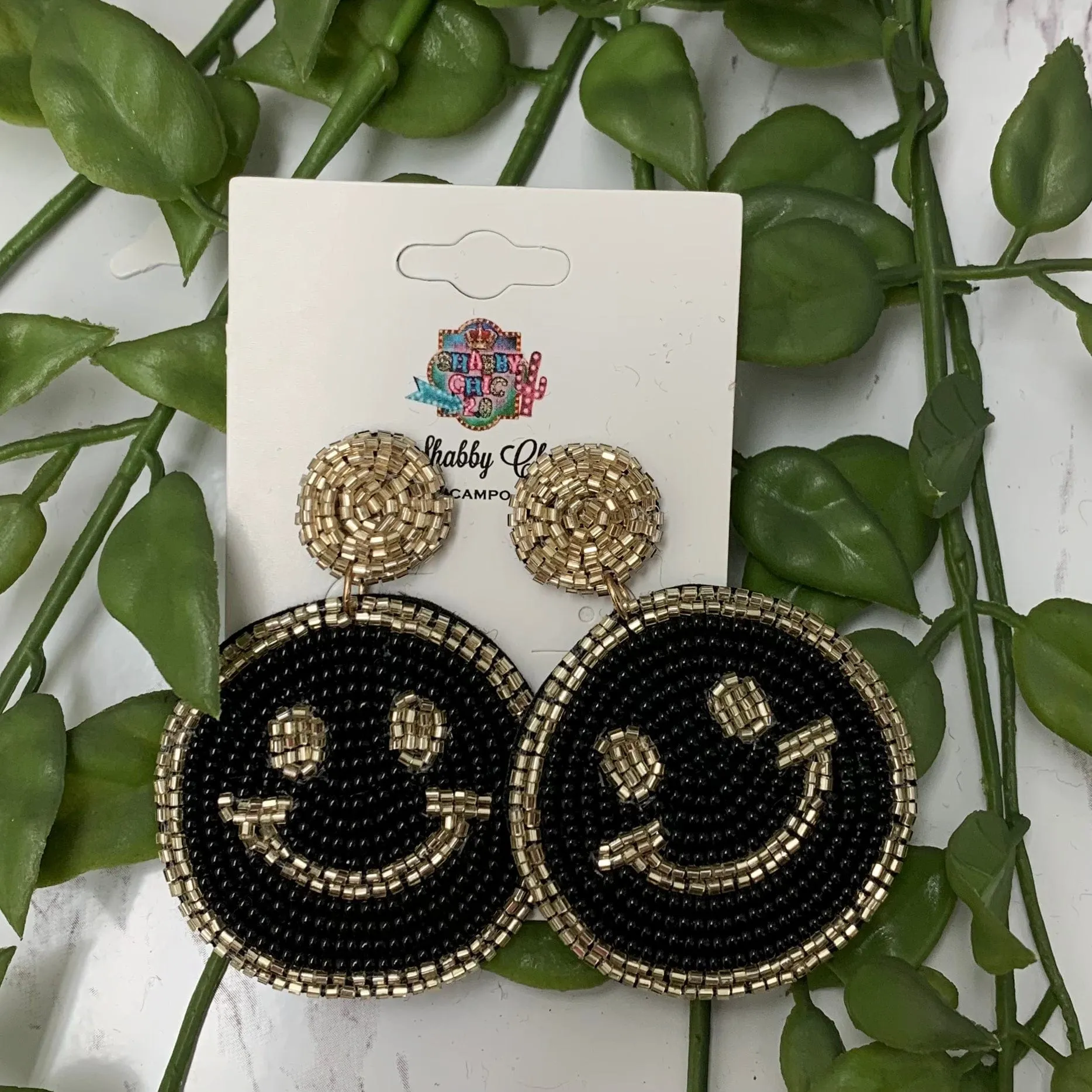Beaded Happy Earrings