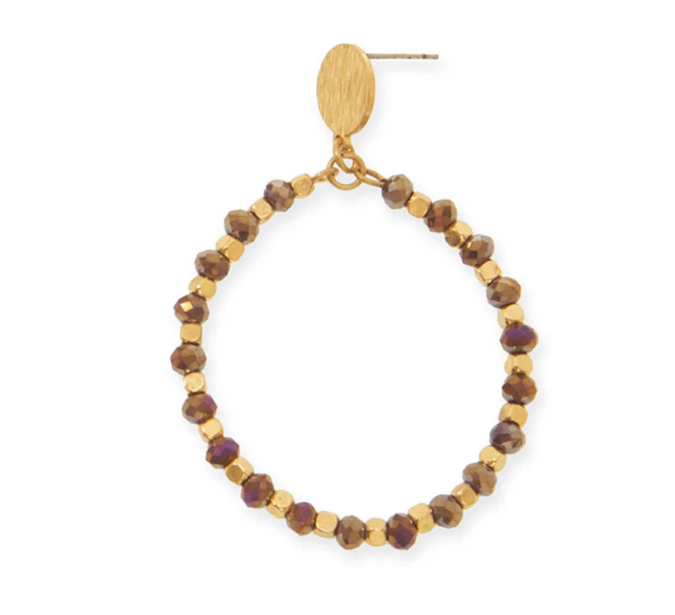 Beaded Hoop Post Earrings