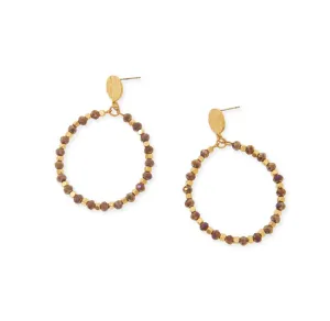 Beaded Hoop Post Earrings