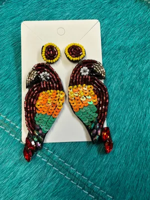 Beaded Parrot Earings