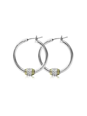Beaded Pavé Hoop Earrings