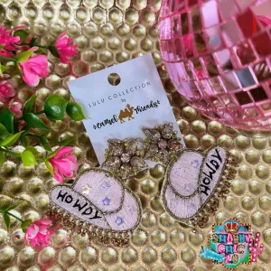 Beaded Pink Hat Earrings
