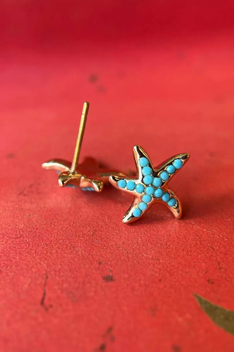 Beaded Starfish Earrings