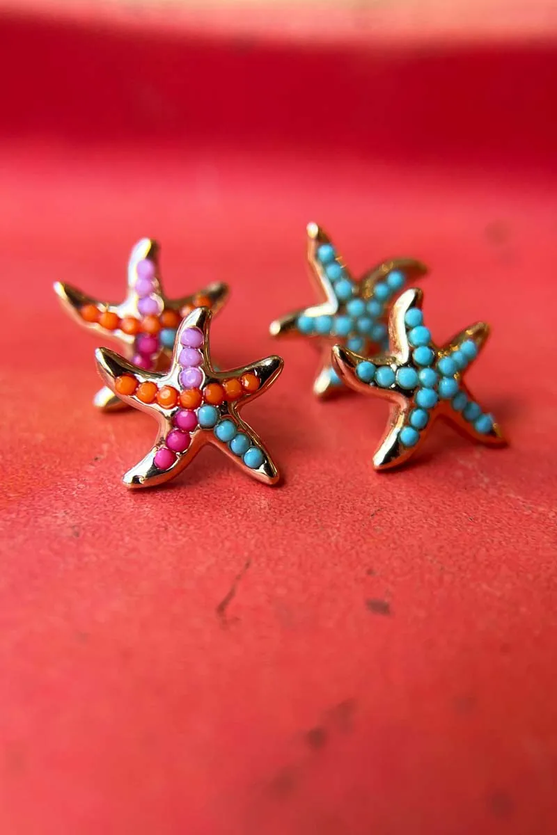 Beaded Starfish Earrings