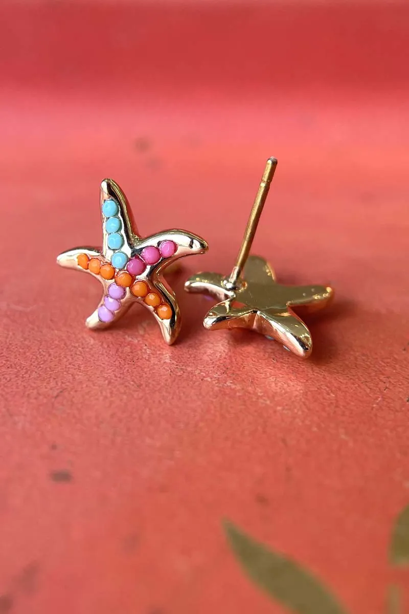 Beaded Starfish Earrings