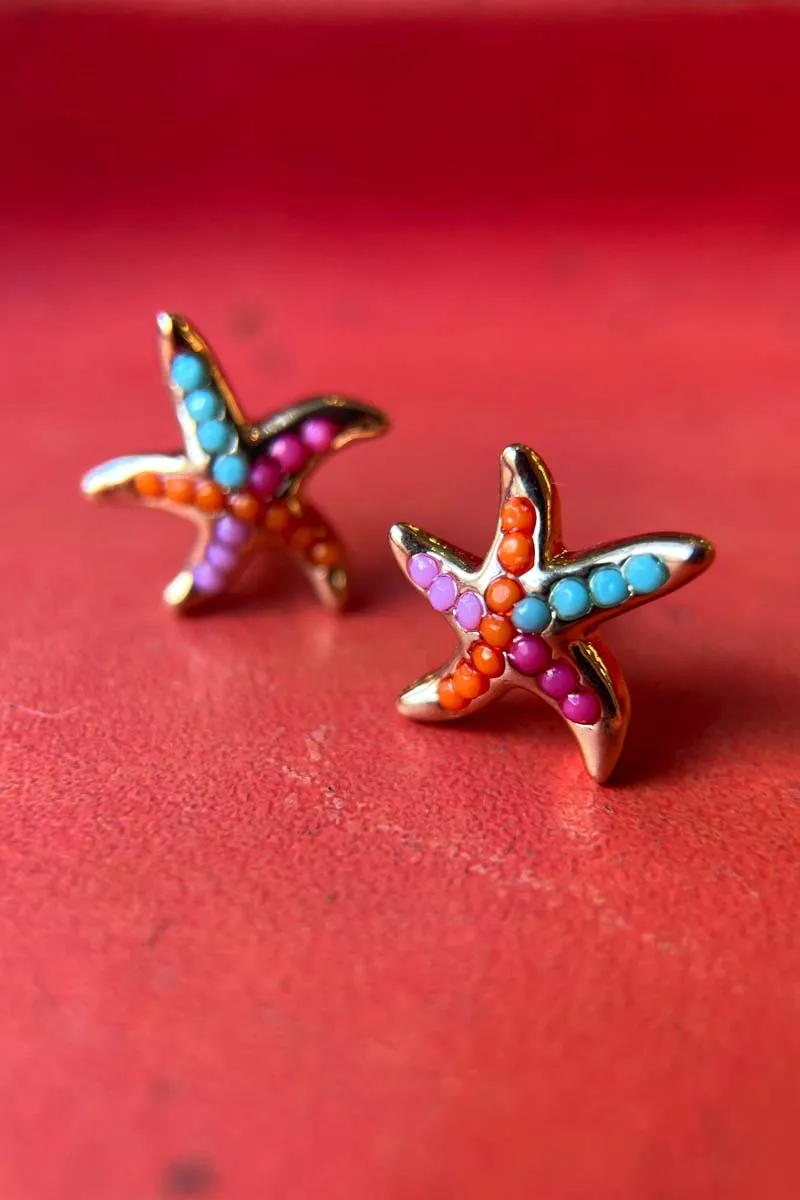 Beaded Starfish Earrings