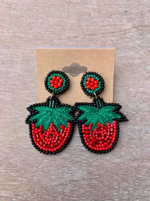 Beaded Strawberry Earrings