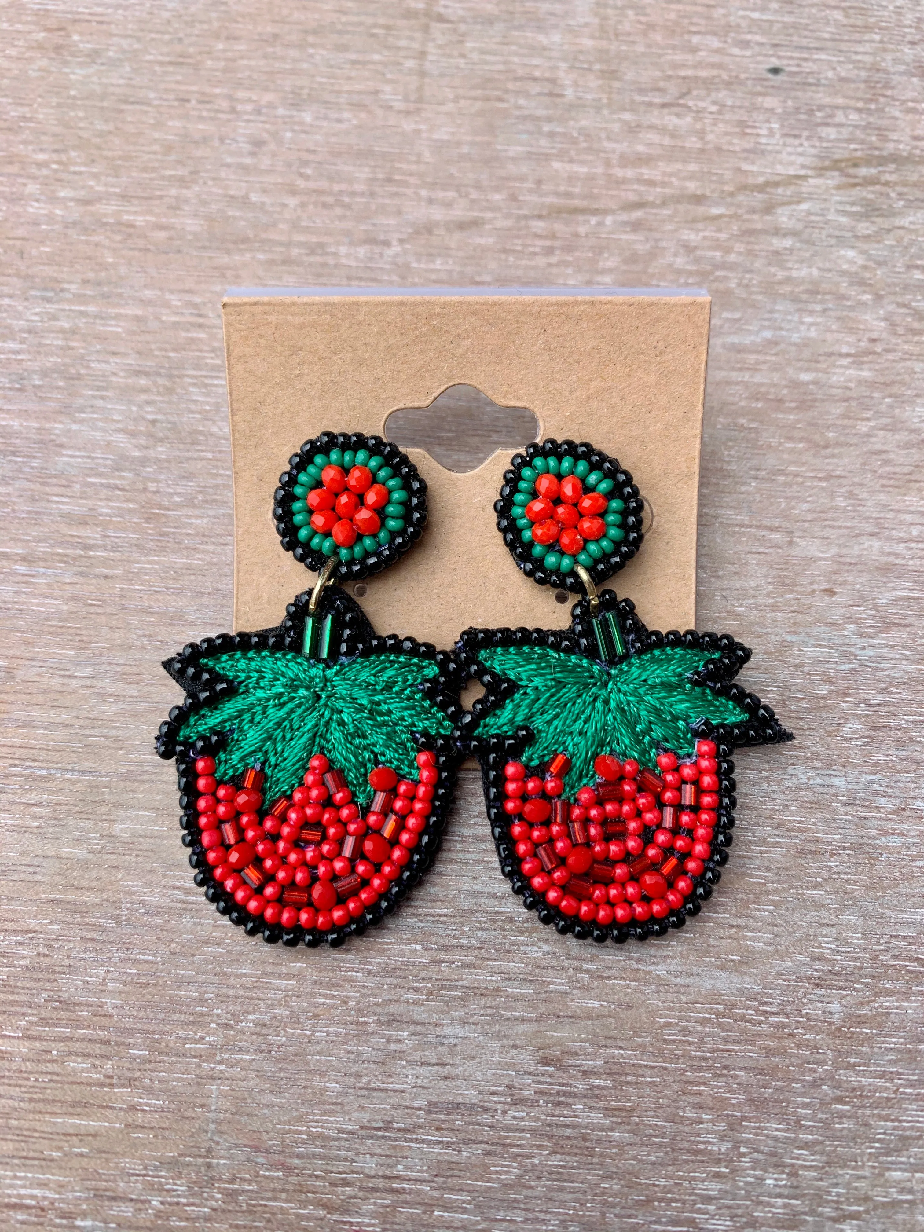 Beaded Strawberry Earrings