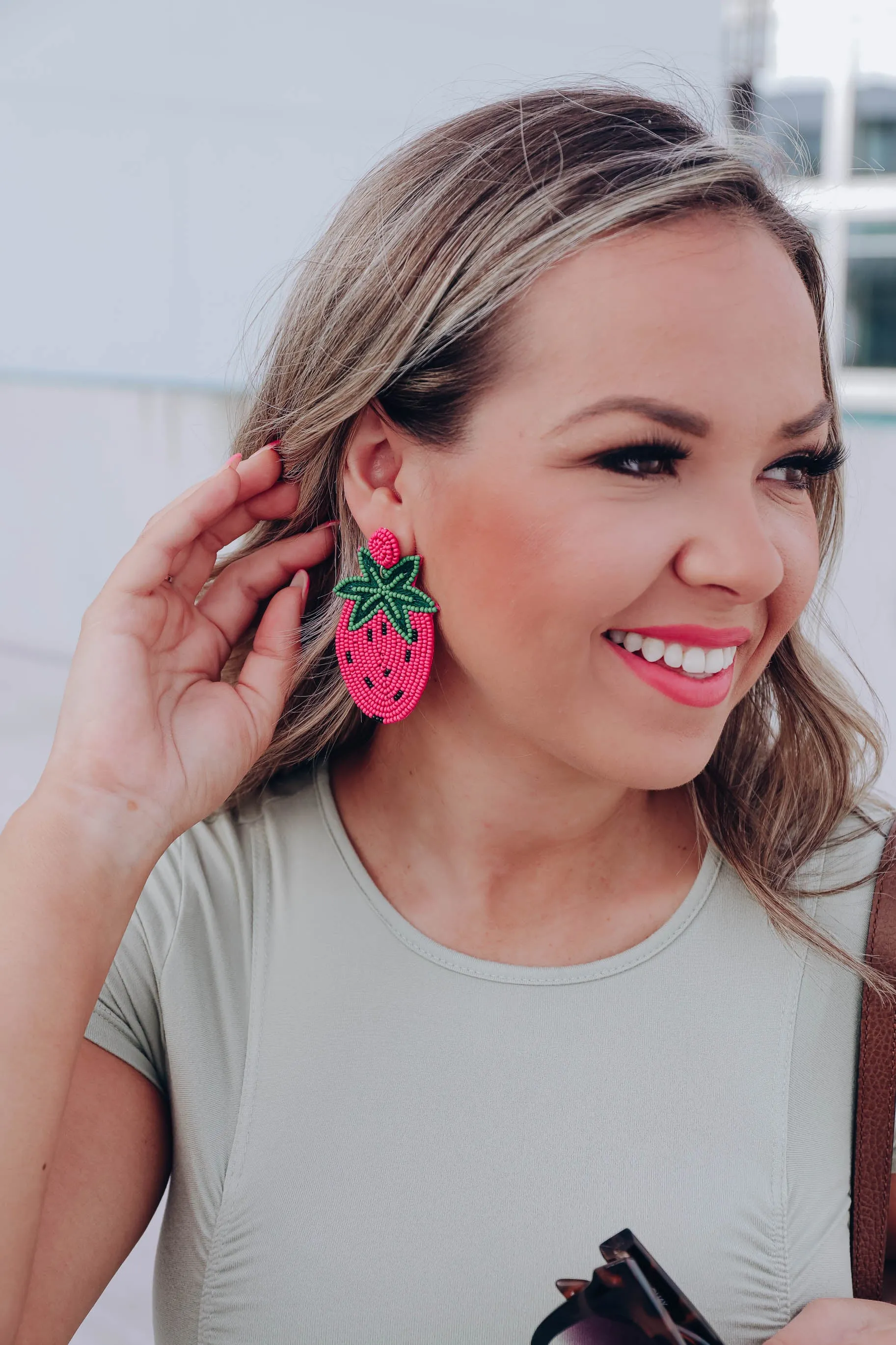 Beaded Strawberry Earrings