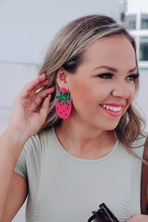 Beaded Strawberry Earrings
