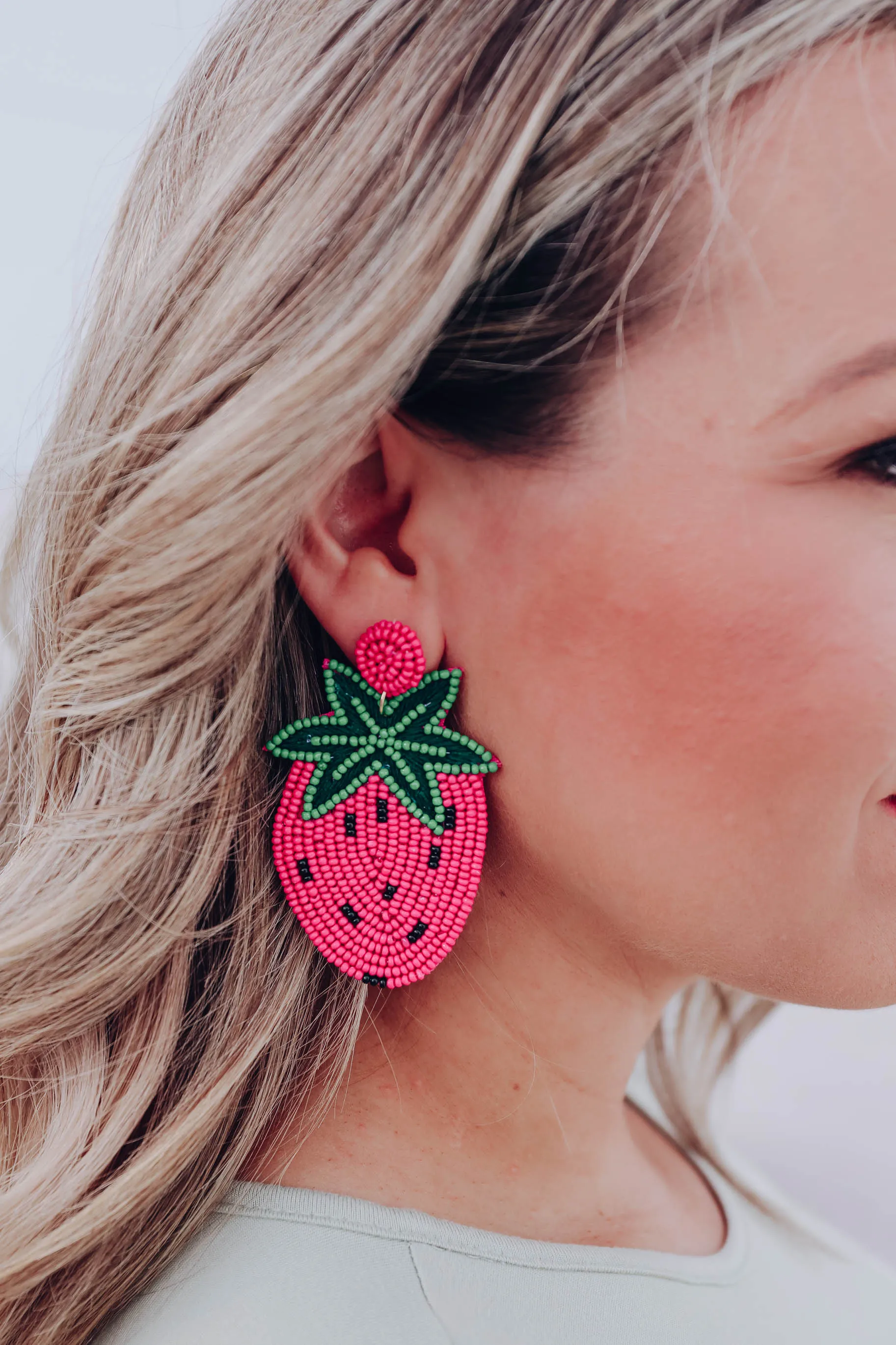 Beaded Strawberry Earrings