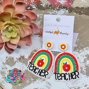 Beaded Teacher Rainbow Earrings