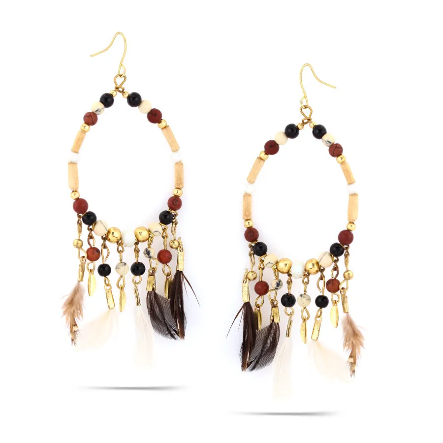 BEADS FEATHER TASSEL  EARRINGS #ER-17541 (TA22)