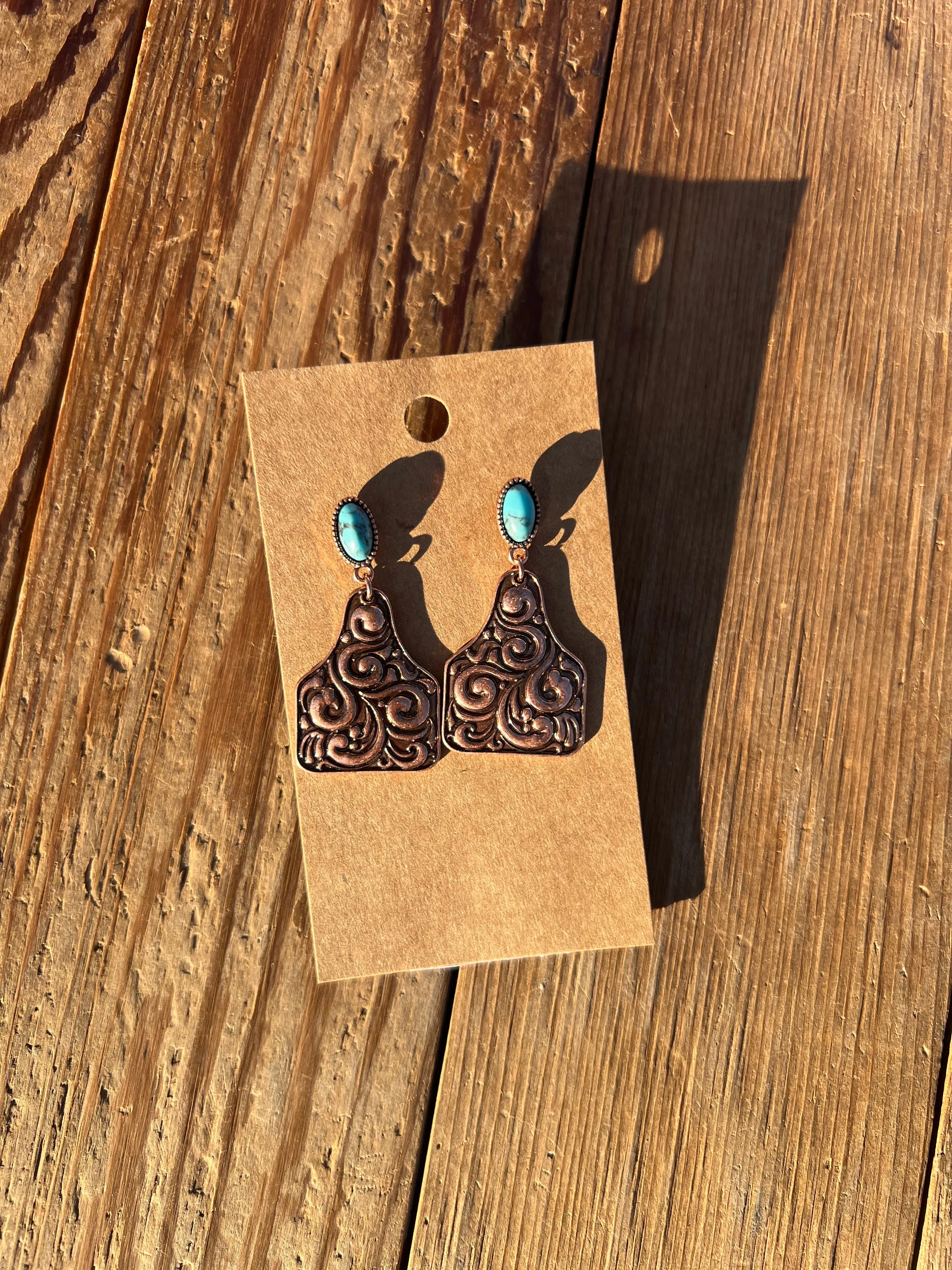 Bessie Cattle Tag Earrings