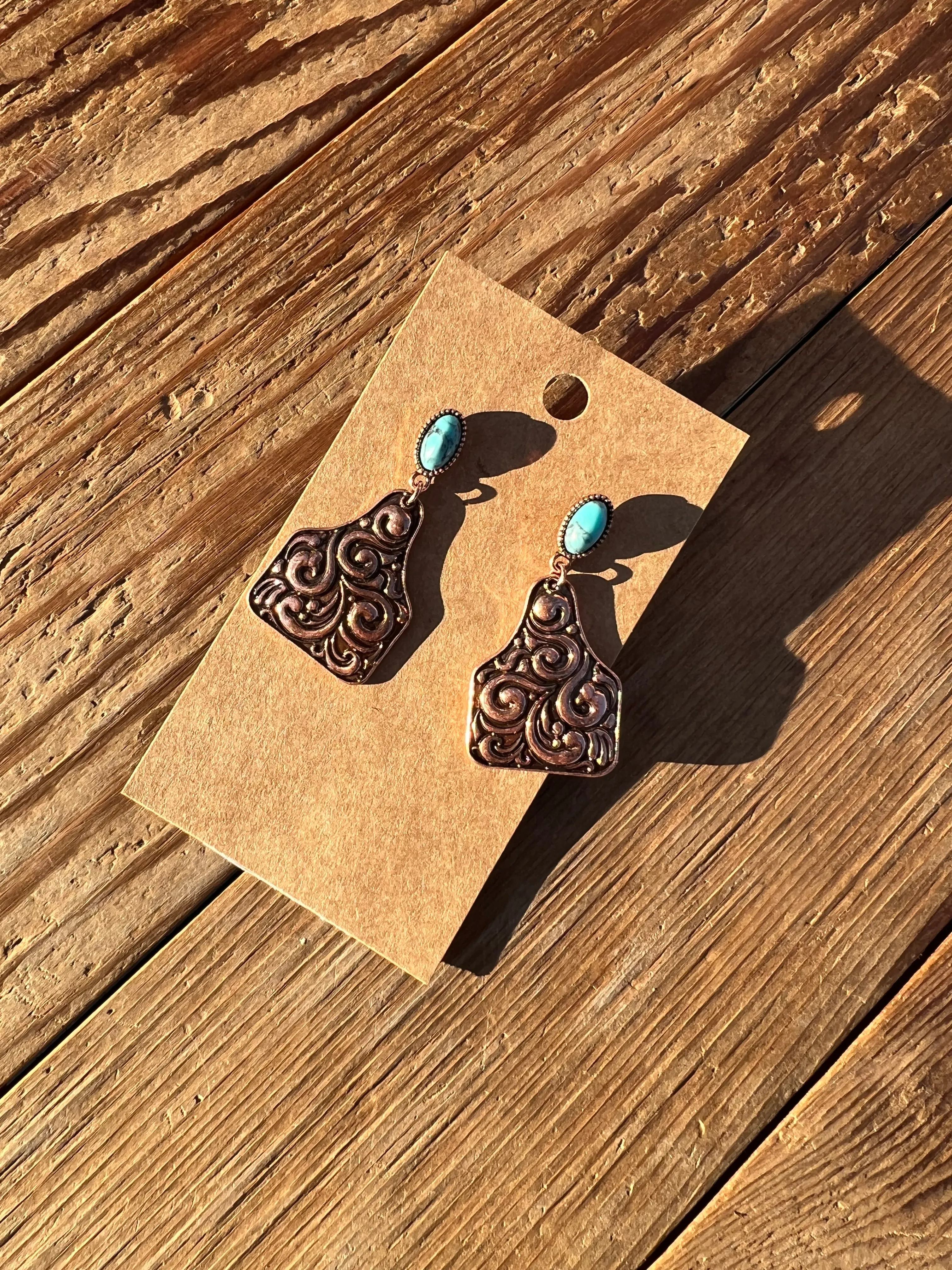 Bessie Cattle Tag Earrings