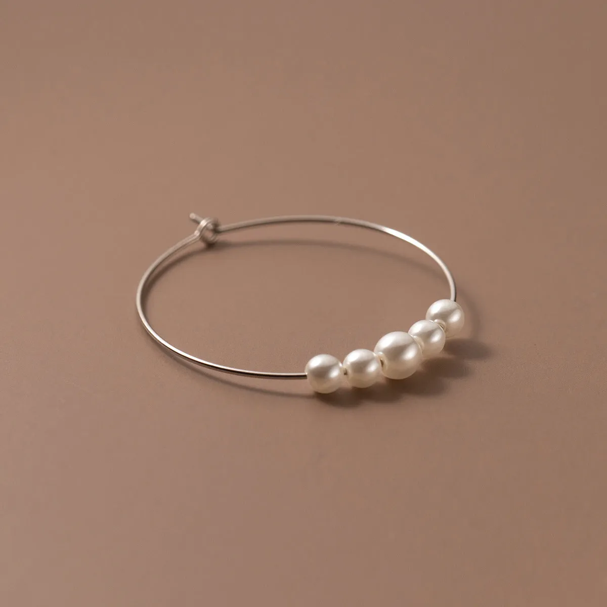 Big Pearl Hoop Earrings-SH052