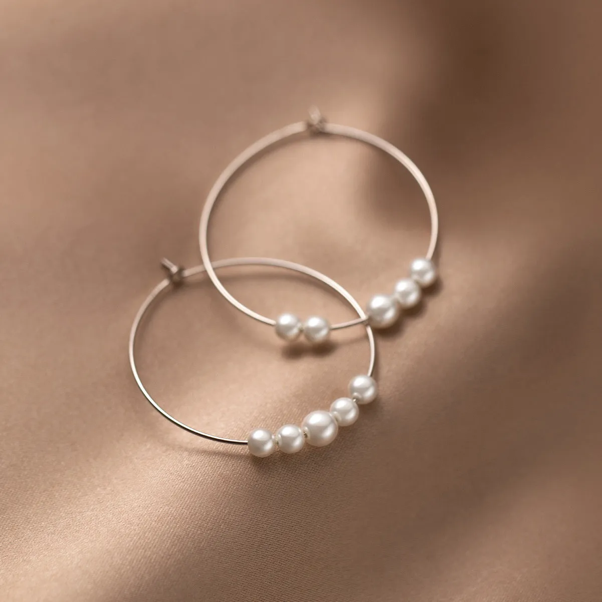 Big Pearl Hoop Earrings-SH052