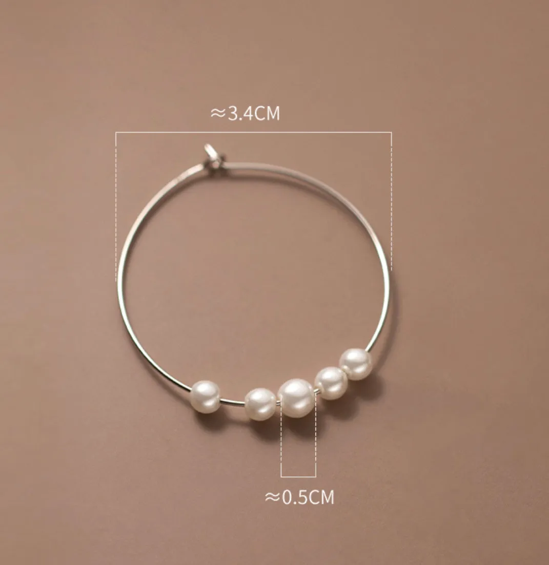 Big Pearl Hoop Earrings-SH052