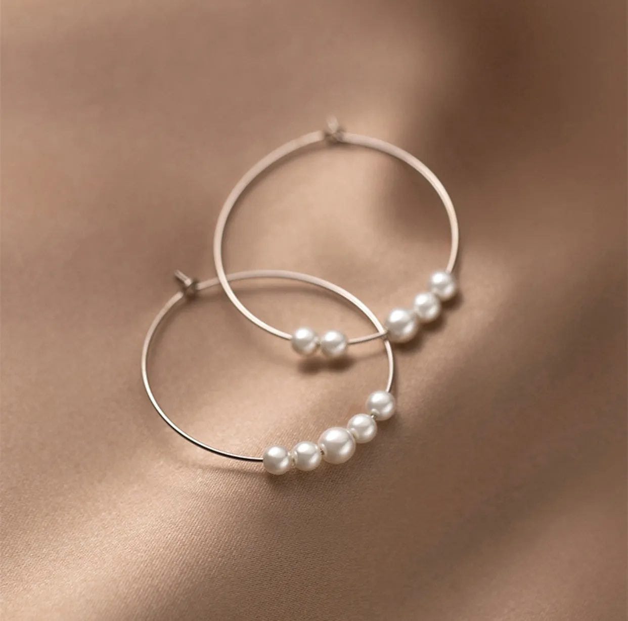 Big Pearl Hoop Earrings-SH052