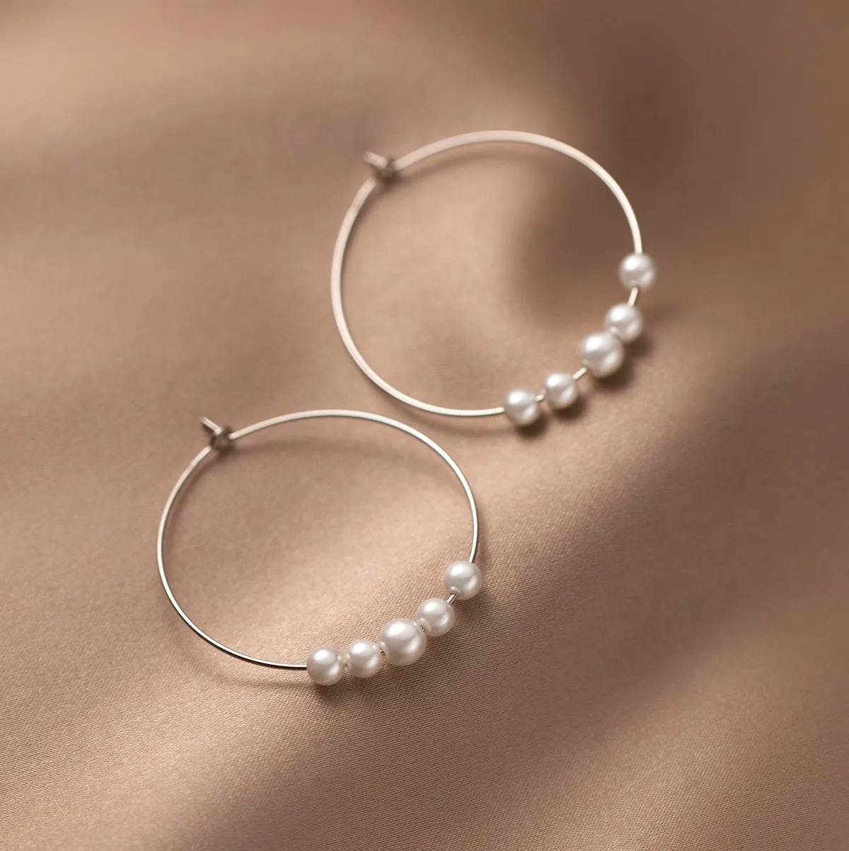 Big Pearl Hoop Earrings-SH052